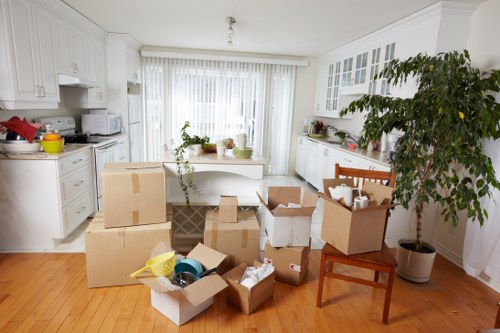 Packing and loading furniture into a moving truck