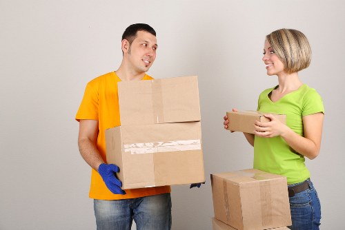 Office furniture and files prepared for a move in Cranham